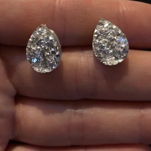 Silver Druzy Stud Earrings